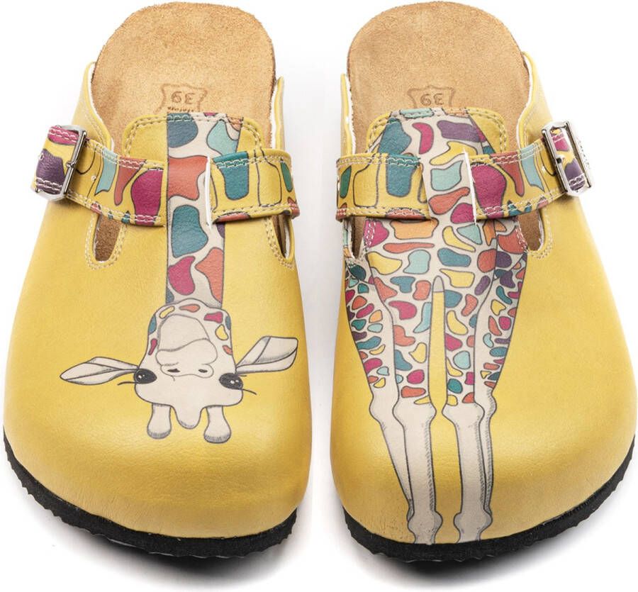 GOBY Giraffe Clogs Slippers Slipper Klompen Hoge kwaliteit Handmade Dierenprint - Foto 2