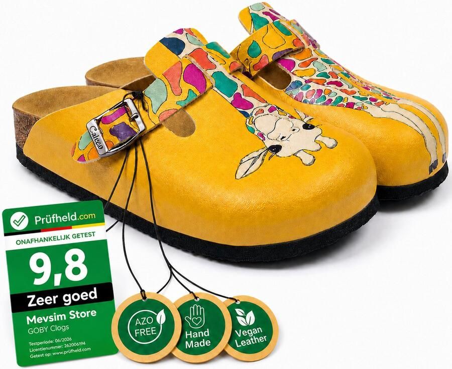 GOBY Giraffe Clogs Slippers Slipper Klompen Hoge kwaliteit Handmade Dierenprint - Foto 4