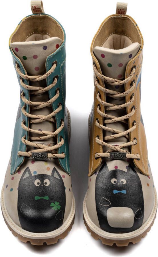 GOBY Colourfull Cat Boots Laars Laarzen Damesboots Dames laarzen Longboots Handmade Dierenprint - Foto 5