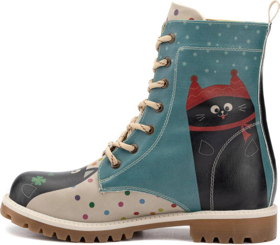 GOBY Colourfull Cat Boots Laars Laarzen Damesboots Dames laarzen Longboots Handmade Dierenprint - Foto 3