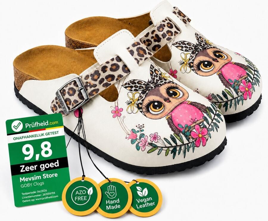 GOBY Cute Owl Clogs Handgemaakt Premium Kwaliteit