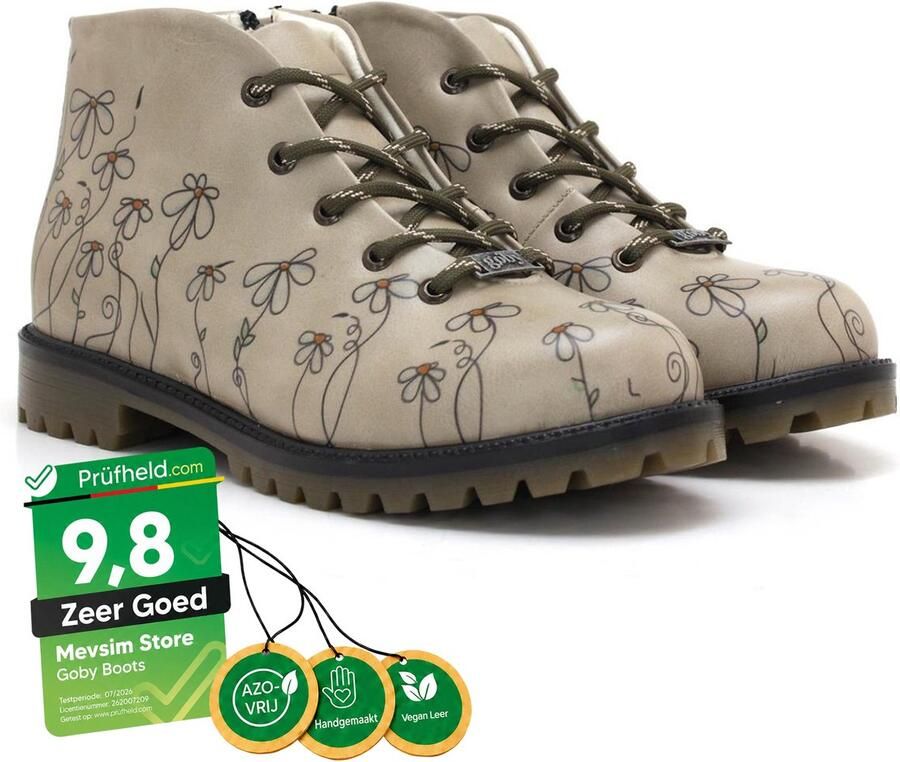 GOBY Daisy Boots Dames Veterboots Vegan Leer Handgemaakt