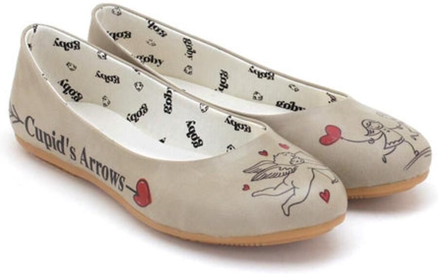 GOBY Dames Ballerina Love Story Design Vegan Leer Handgemaakt