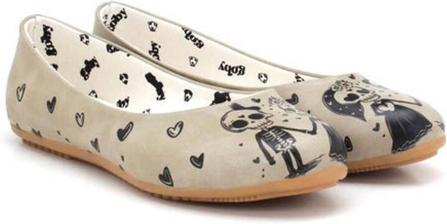 GOBY Dames Ballerina Skeleton Love Design Vegan Leer Handgemaakt