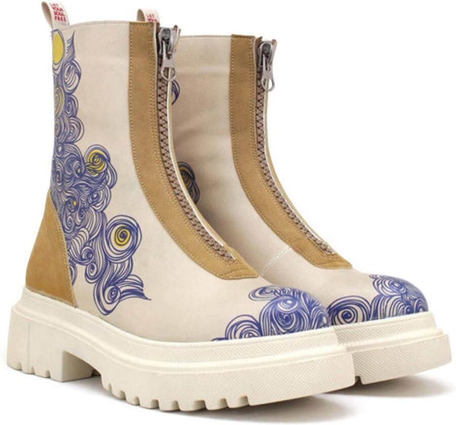 GOBY Dames Boots Front Rits Design Handgemaakt Vegan Leer Comfortabele Plateau Boots