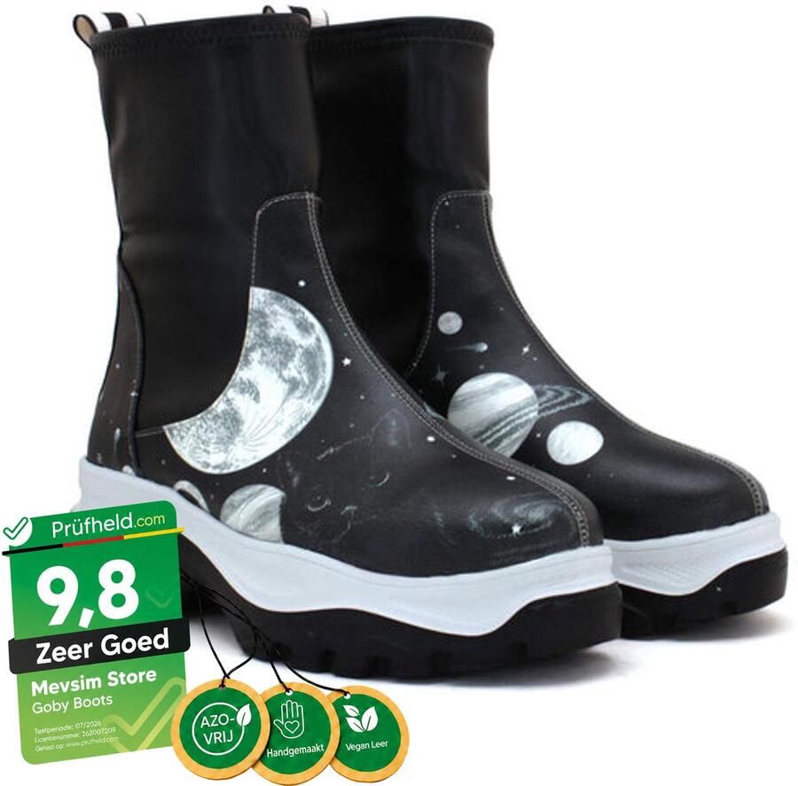 GOBY Dames Boots Handgemaakt Vegan Leer Comfortabele Plateau - Foto 2