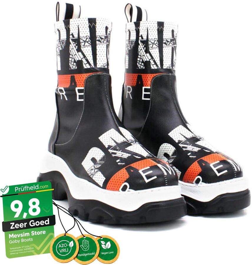 GOBY Dames Boots Urban Rebel Print Vegan Leer Handgemaakt - Foto 2