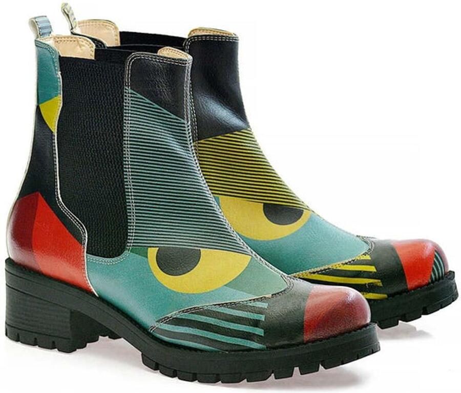 GOBY Dames Chelsea Boots Handgemaakt Vegan Leer Comfortabele Enkellaarsjes met Hak