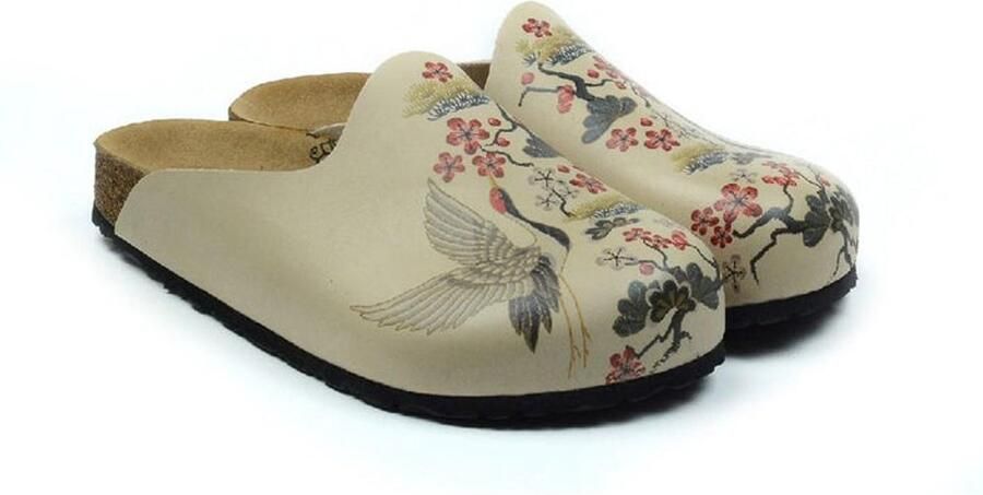 GOBY Dames Clogs Crane Blossom Vegan Leer Handgemaakt