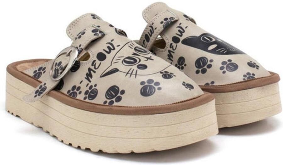 GOBY Dames Clogs Vegan Leer Handgemaakt Katten Design - Foto 2