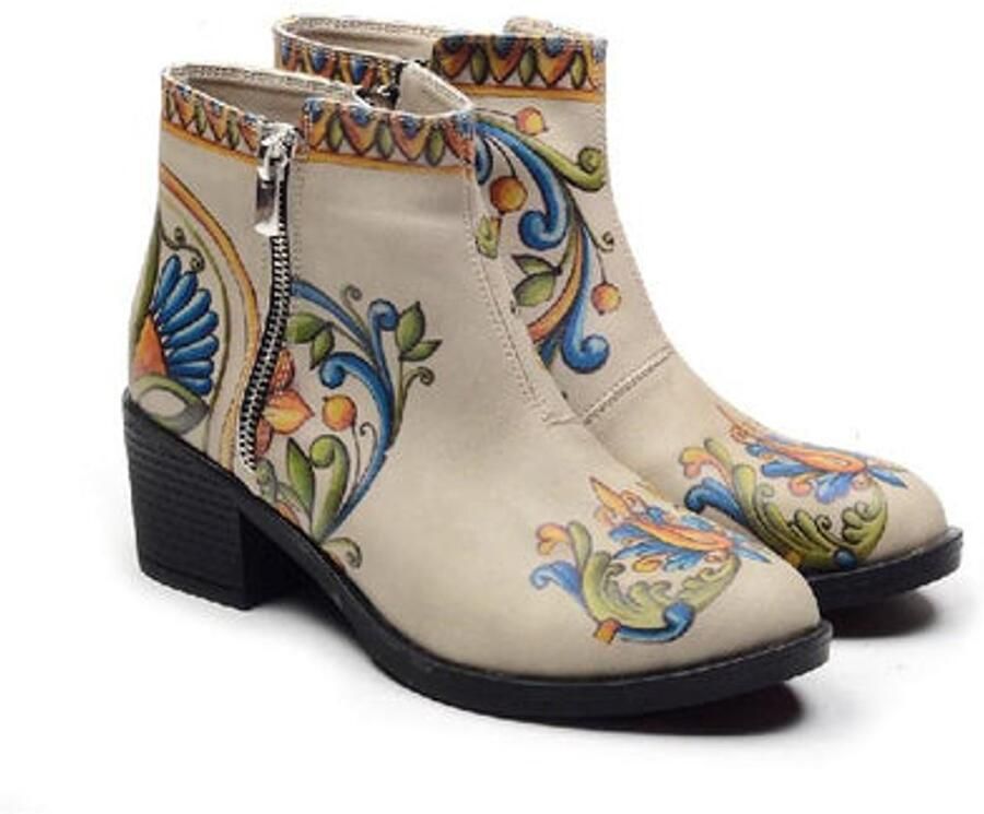 GOBY Dames Enkellaarsjes Handgemaakt Vegan Leer Comfortabele Dameslaarsjes met Hak