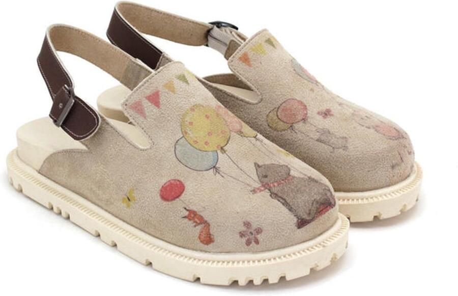 GOBY Dames Muiltjes Balloon Friends Design Handgemaakt