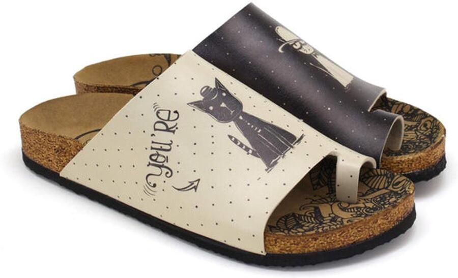 GOBY Dames Sandalen Handgemaakt Vegan Leer Katten Design