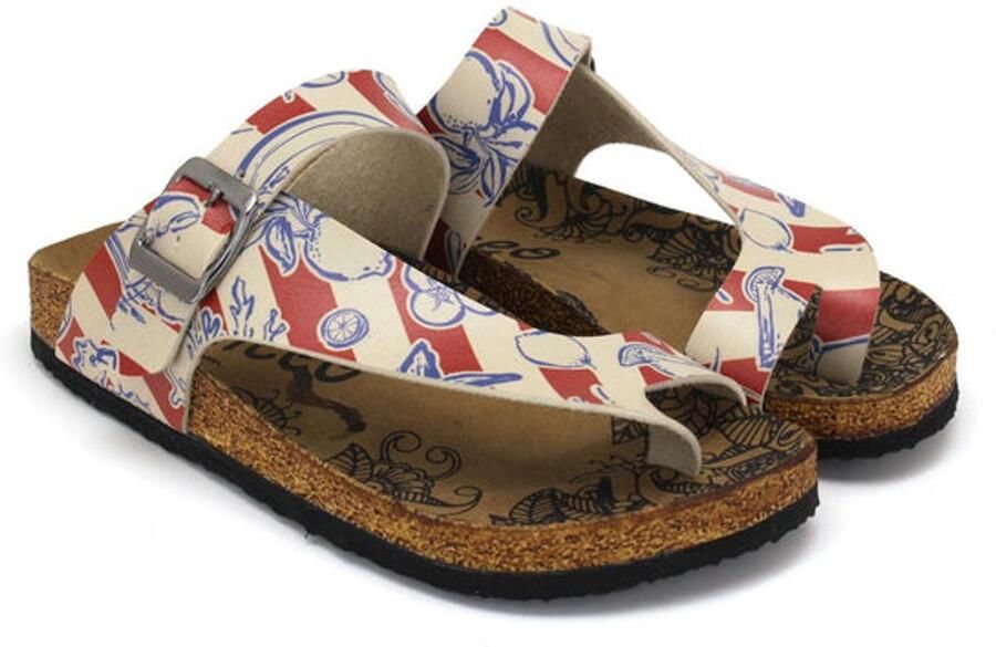 GOBY Dames Sandalen Handgemaakt Vegan Leer Marine Design