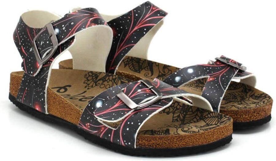 GOBY Dames Sandalen Handgemaakt Vegan Leer Zwart Design