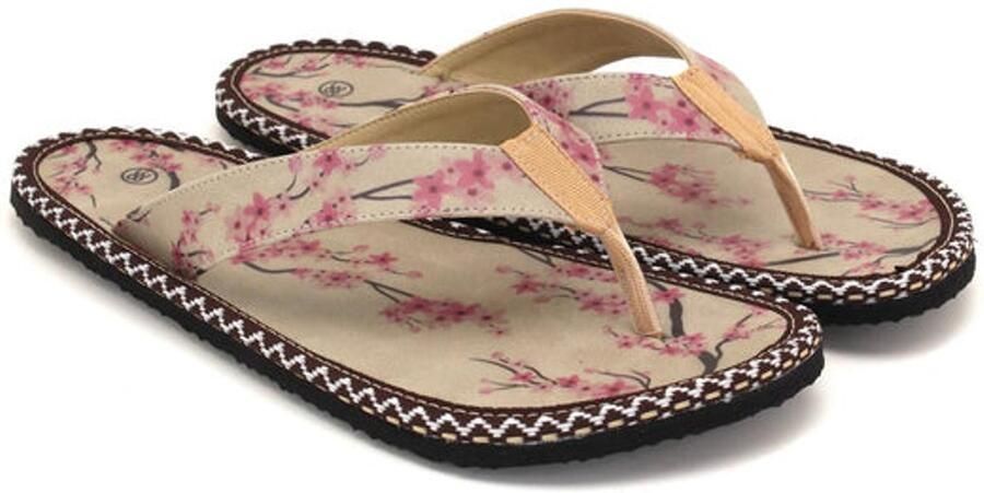 GOBY Dames Slippers Flip-Flops Cherry Blossom Design