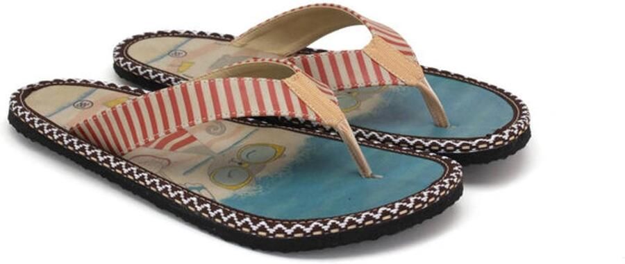 GOBY Dames Slippers Flip-Flops Marine Gestreept Design