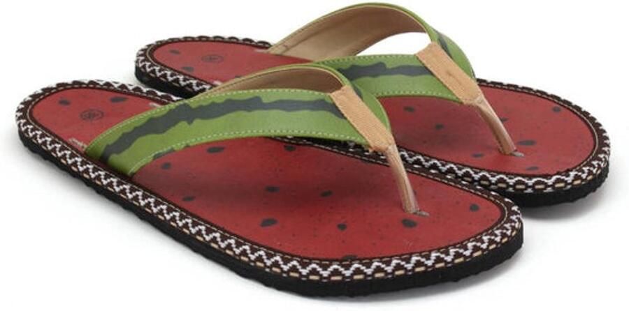 GOBY Dames Slippers Flip-Flops Watermeloen Design Handgemaakt