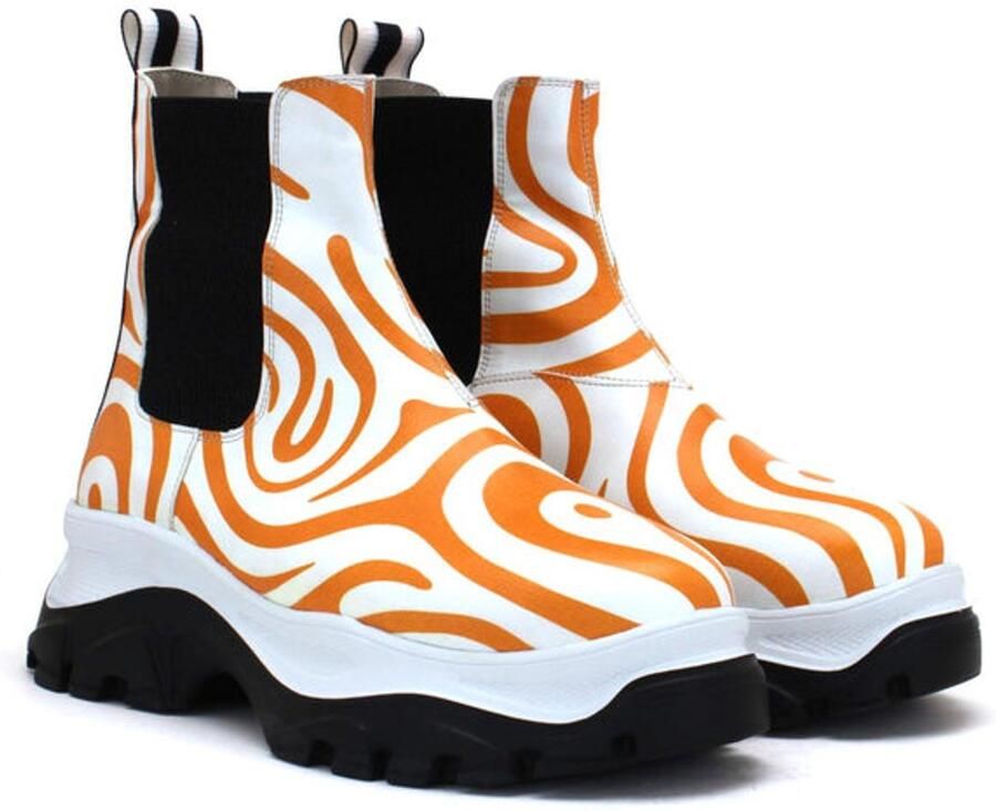 GOBY Dames Sneaker Boots Elastische Enkellaarzen Handgemaakt Vegan Leer