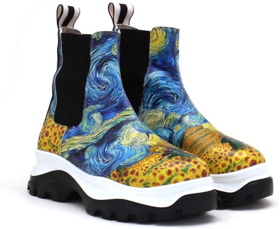 GOBY Dames Sneaker Boots Elastische Enkellaarzen Handgemaakt Vegan Leer