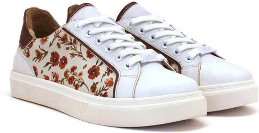 GOBY Dames Sneakers Bloemenprint Vegan Leer Handgemaakt