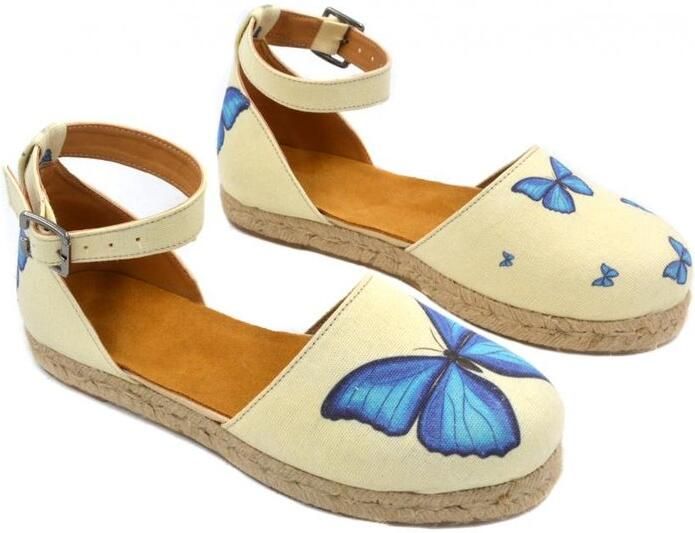 GOBY Dames Sneakers Blue Butterfly Design Handgemaakt