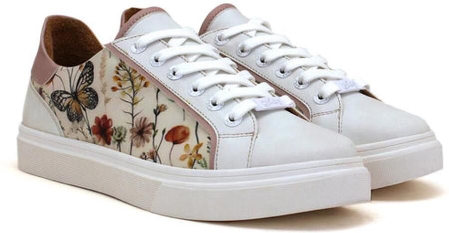 GOBY Dames Sneakers Butterfly Garden Print Vegan Leer Handgemaakt