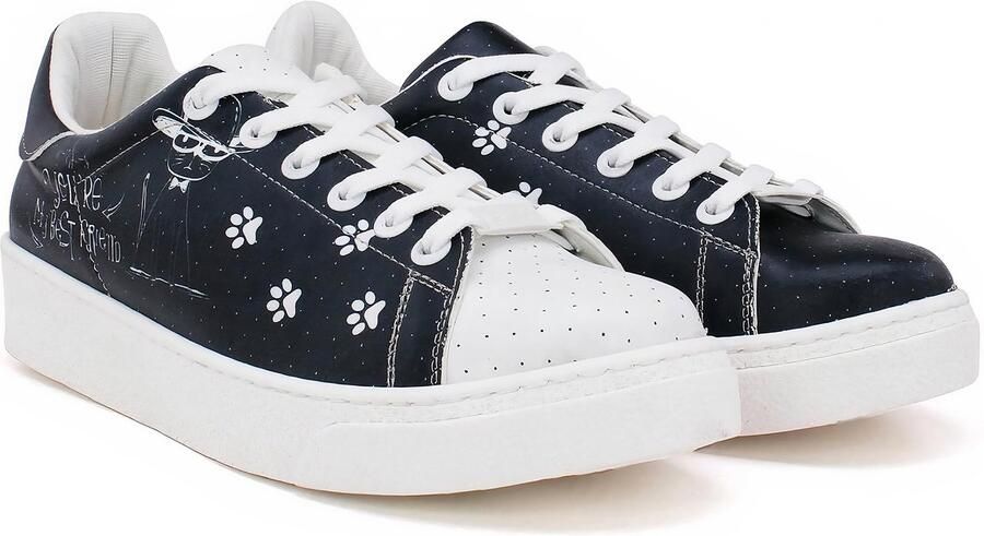 GOBY Dames Sneakers Paw Prints Handmade Vegan Leer
