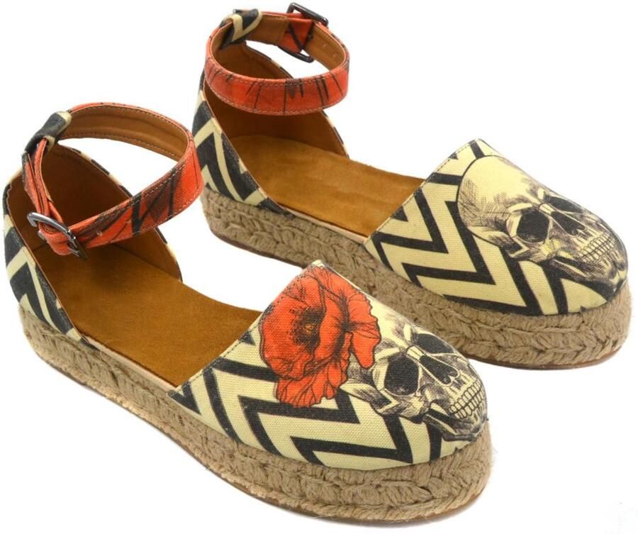 GOBY Dames Sneakers Skull en Poppy Design Handgemaakt