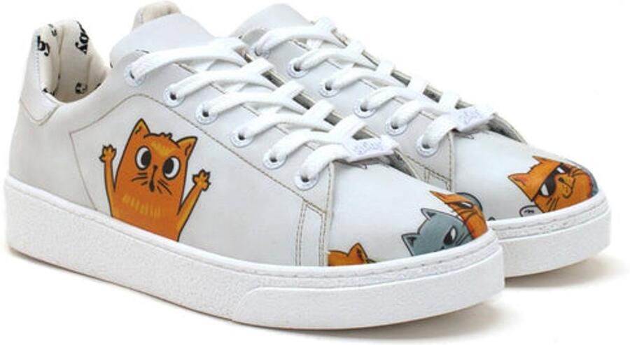 GOBY Dames Sneakers Speelse Katten Vegan Leer Handgemaakt