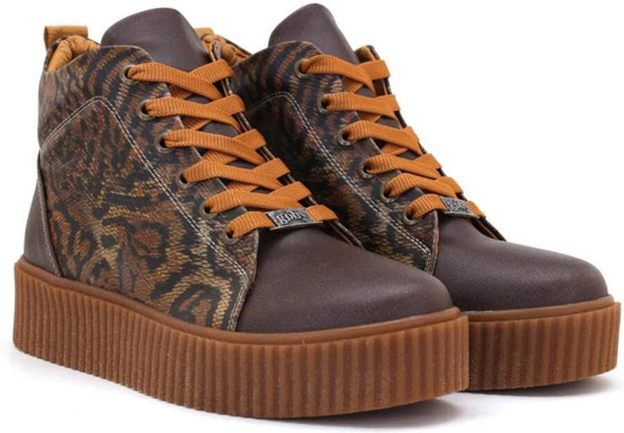 GOBY Dames Veterboots Dierenprint Platform Zool Handgemaakt Premium Kwaliteit