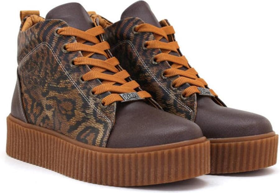 GOBY Dames Veterboots Dierenprint Platform Zool Handgemaakt Premium Kwaliteit