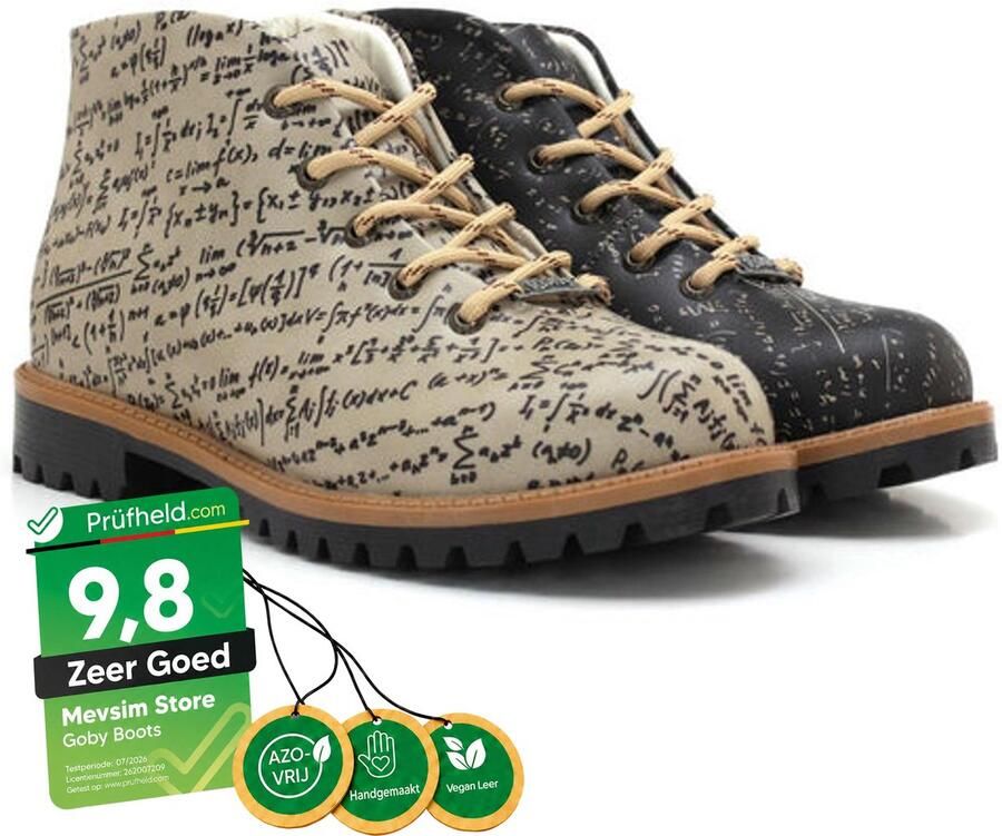 GOBY Dames Veterboots Enkellaarsjes Handgemaakt Vegan Leer Comfortabele Damesboots - Foto 2