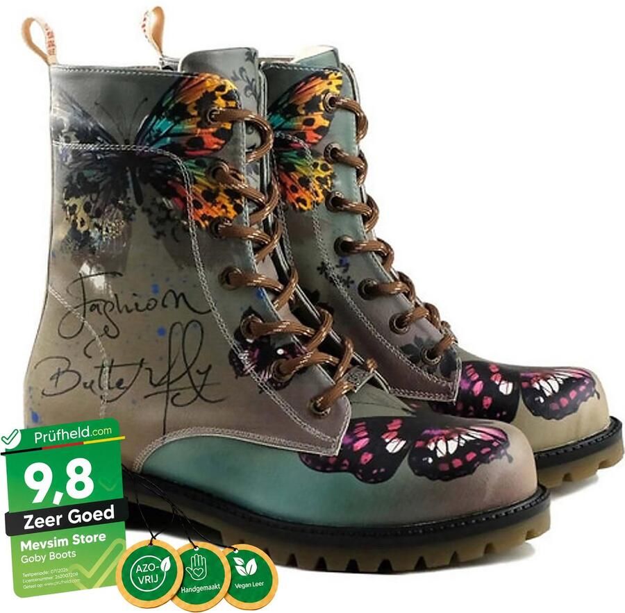 GOBY Fashion Butterfly Laarzen Handmade Vegan Leer Dames