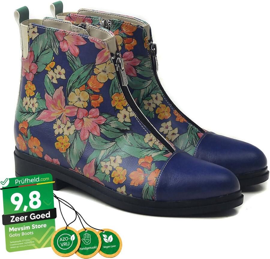 GOBY Flora Bloom Dames Enkellaars Vegan Handgemaakt - Foto 2