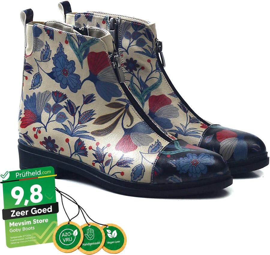 GOBY Floral Dames Boots Vegan Leer Handgemaakt