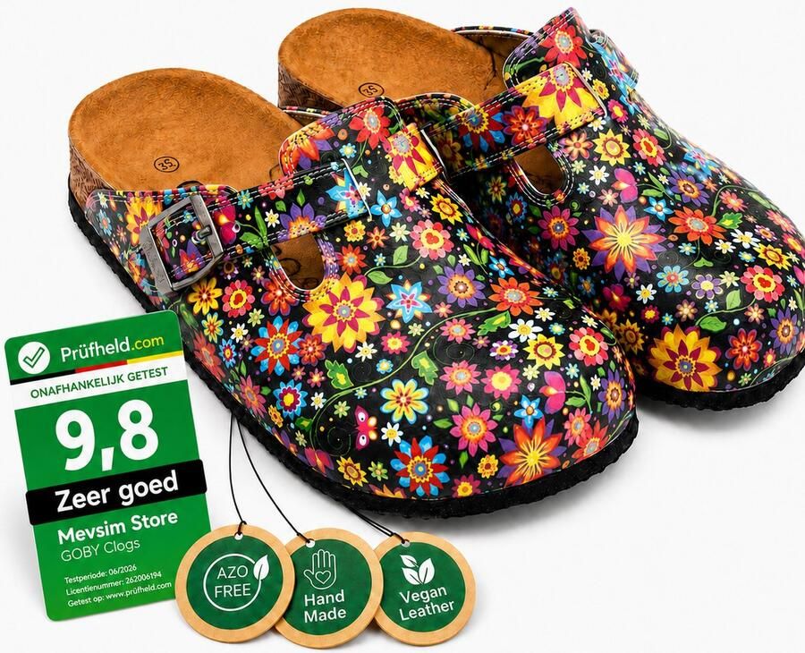 GOBY Clogs met Bloemenprint Handgemaakt Premium Kwaliteit - Foto 2