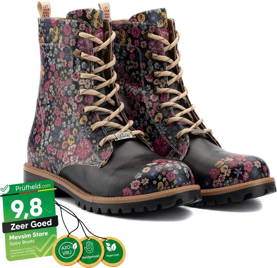 GOBY Flowerboots Boots Laars Laarzen Damesboots Dames laarzen Longboots Handmade Bloemenprint - Foto 2