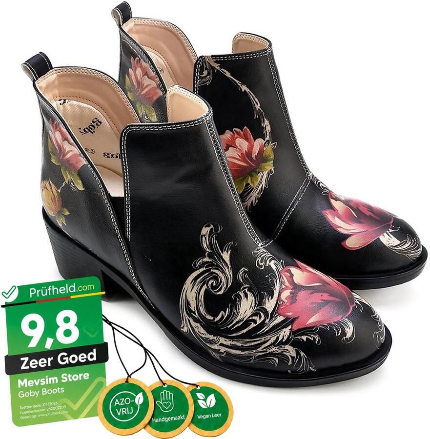 GOBY Flowers Enkellaarsjes Damesboots Laarzen Hoge kwaliteit Handmade - Foto 2