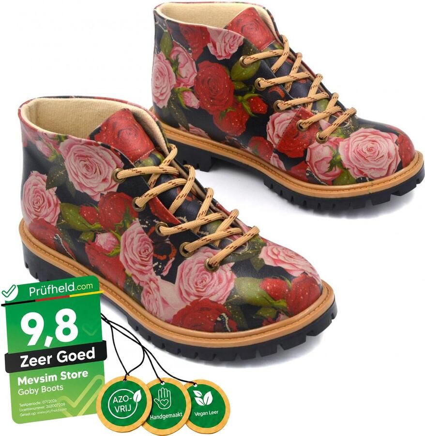 GOBY Flowers Enkellaarsjes Damesboots Laarzen Hoge kwaliteit Handmade