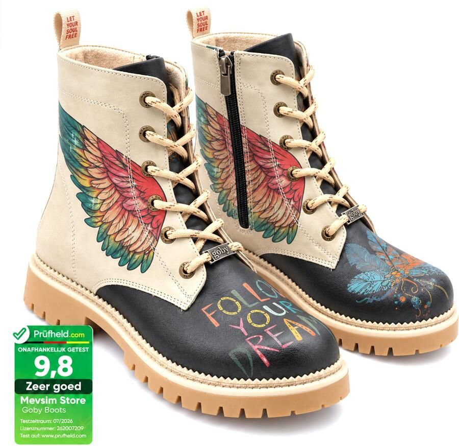 GOBY Follow Your Dreams Dames Laarzen Handmade Vegan Leer