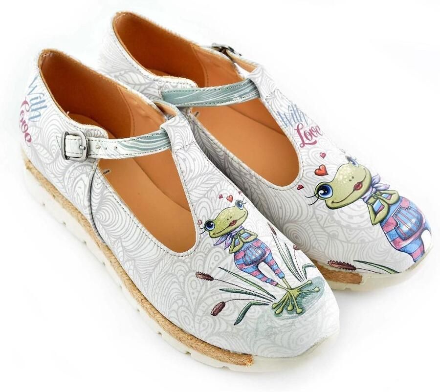 GOBY FrogLove T-Strap Instappers Dames Vegan Leer Handgemaakt