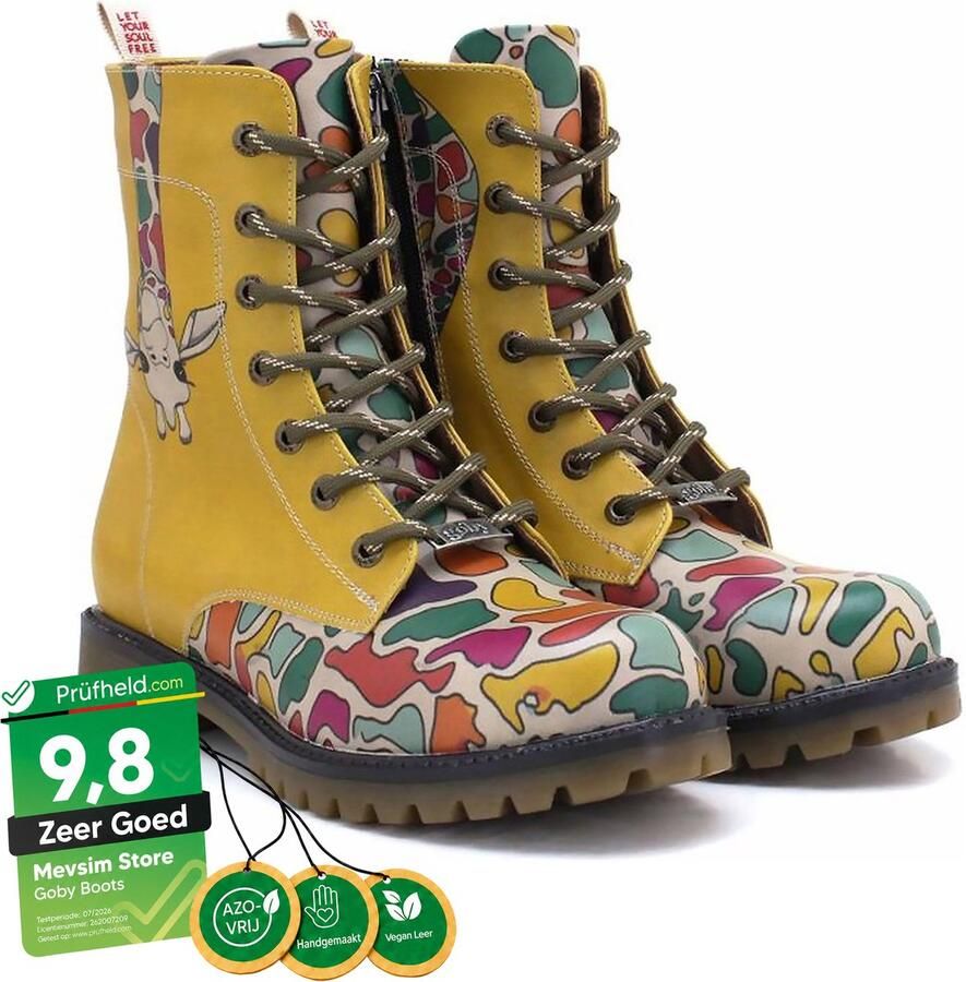 GOBY Funny Giraffe Enkellaarsjes Damesboots Handgemaakt Premium Kwaliteit - Foto 2
