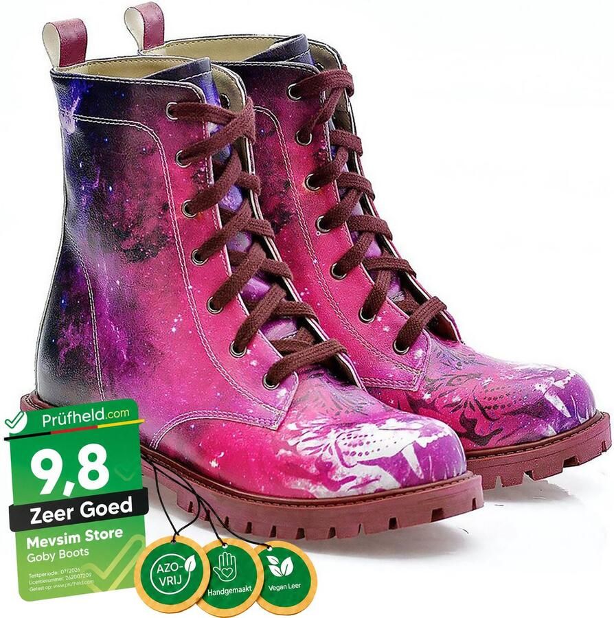 GOBY Galaxy Dream Dames Veterboots Handgemaakt Vegan Leer