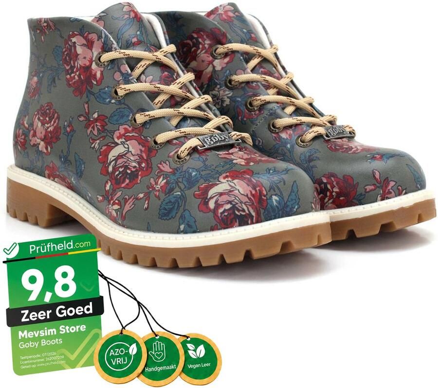 GOBY Garden Boots Dames Veterboots Vegan Leer Handgemaakt