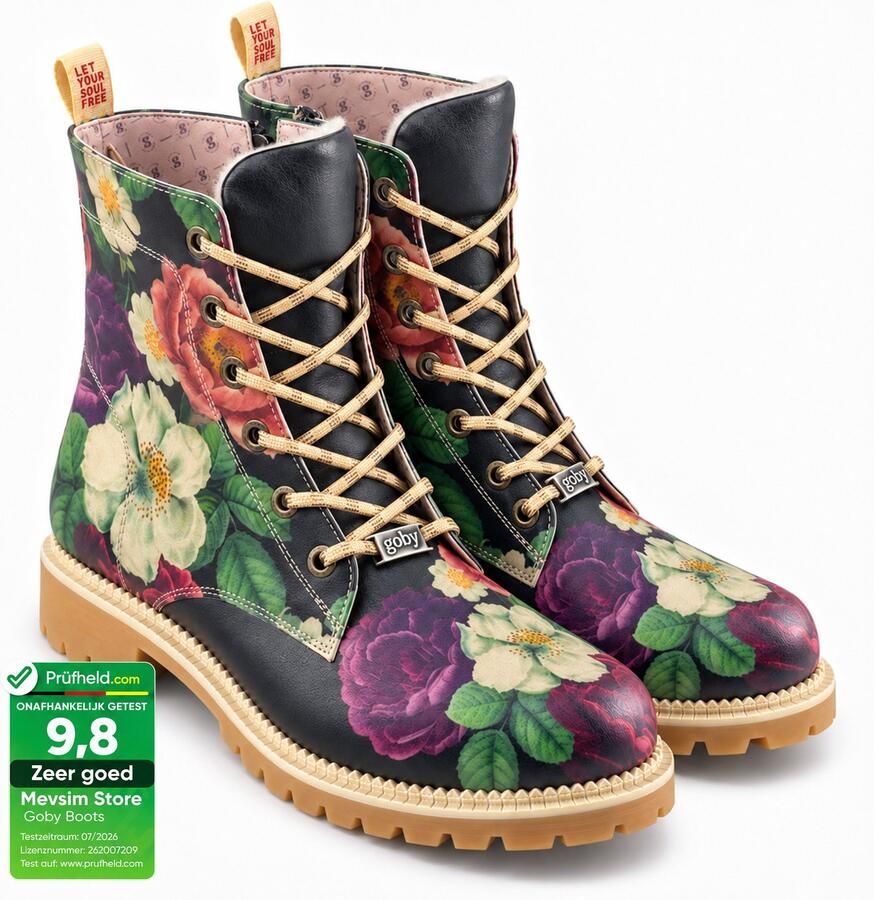GOBY Garden Ankle Boots Laars Laarzen Damesboots Dames laarzen Enkel laarzen Handmade Bloemenprint