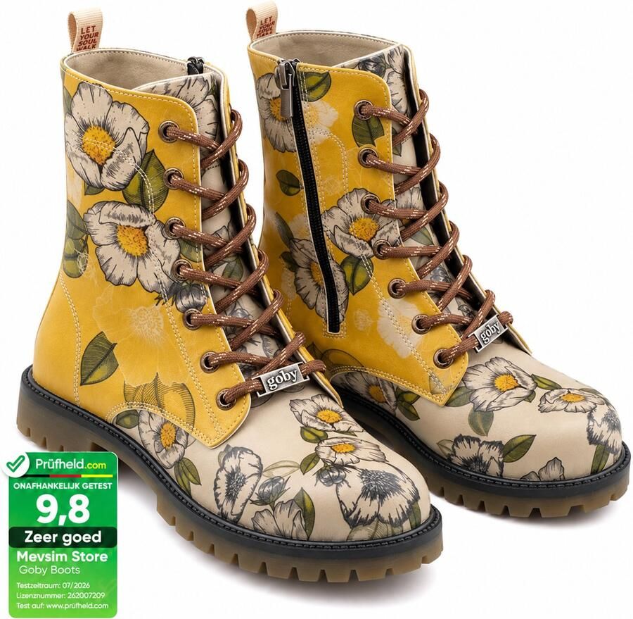 GOBY Flowers Enkellaarsjes Damesboots Laarzen Hoge kwaliteit Handmade
