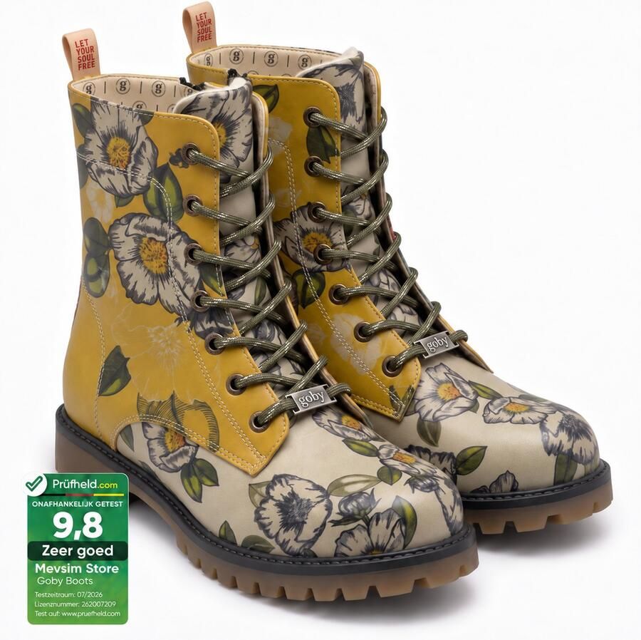 GOBY Flowers Enkellaarsjes Damesboots Laarzen Hoge kwaliteit Handmade