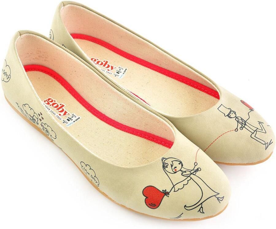 GOBY Husband & Wife Ballerinas Flats Hoge kwaliteit Handmade Meisjesprint