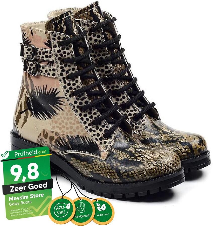 GOBY Jungle Beat Veterboots Handmade Vegan Leer Dames - Foto 2